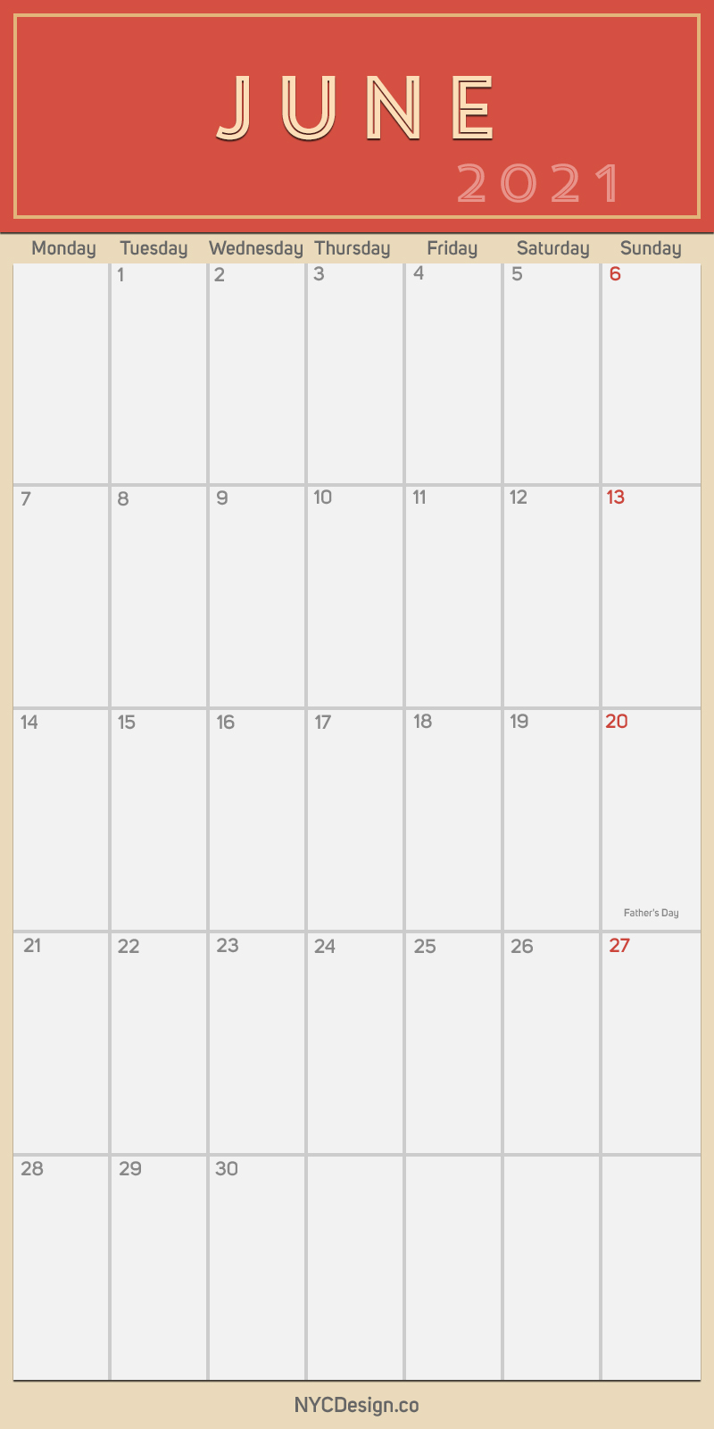 2021 June - Monthly Calendar with Holidays, Printable Free ...