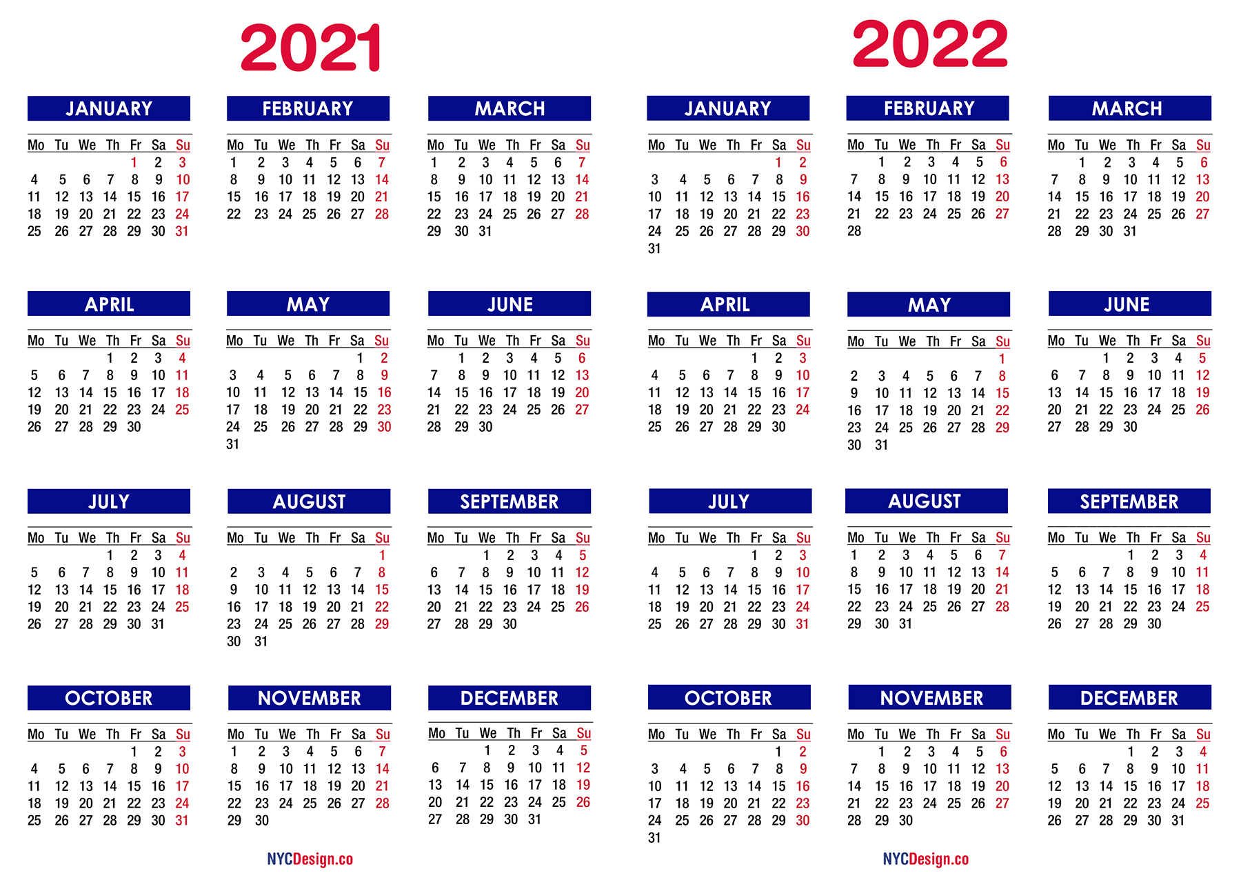2021 2022 Two Year Calendar Printable Free Blue NYCDesign co 2021 2022 Two Year Calendar Printable Free Blue NYCDesign co