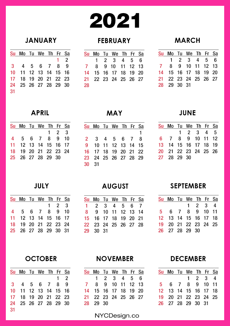 p nk calendar 2021 2021 Calendar Printable Free Pink Sunday Start Nycdesign Co Calendars Printable Free p nk calendar 2021