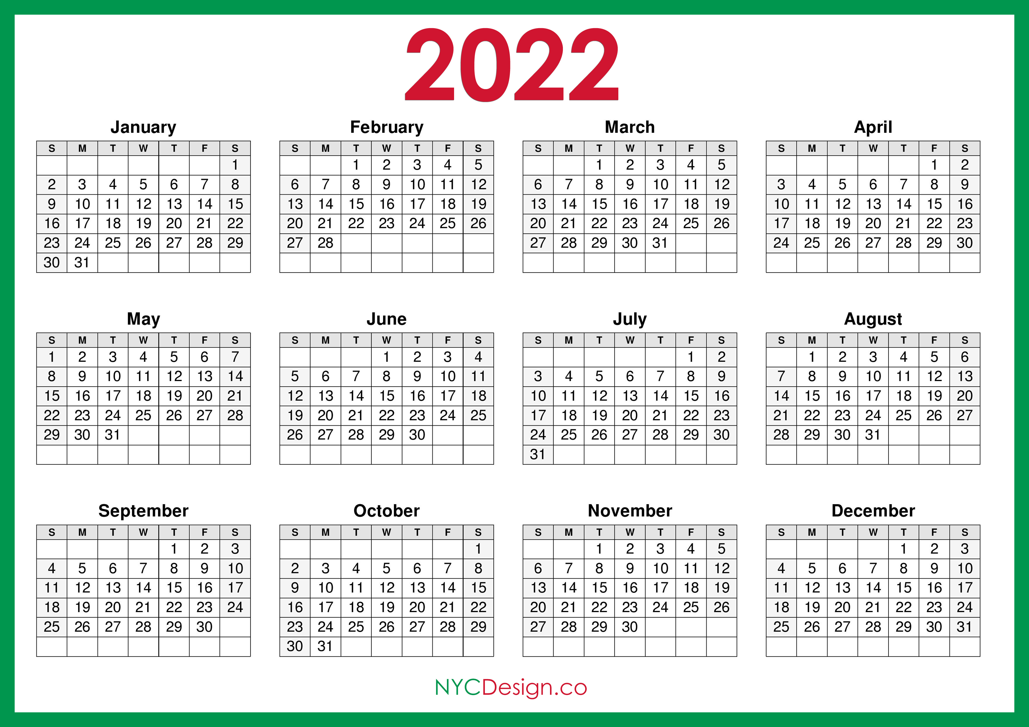 Printable Calendar Pages 2022 Free