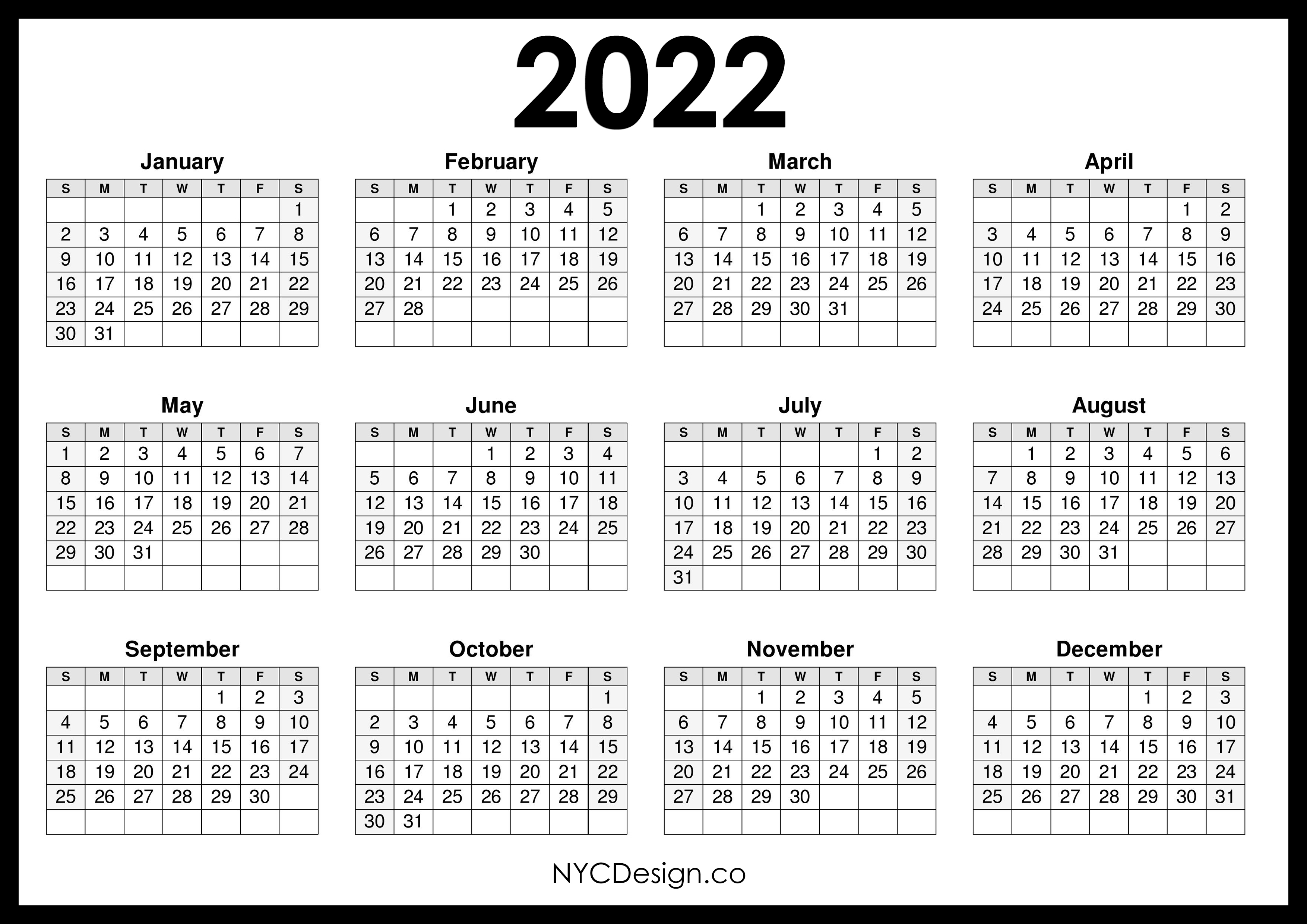 2022-calendar-printable-free-horizontal-black-hd-sunday-start