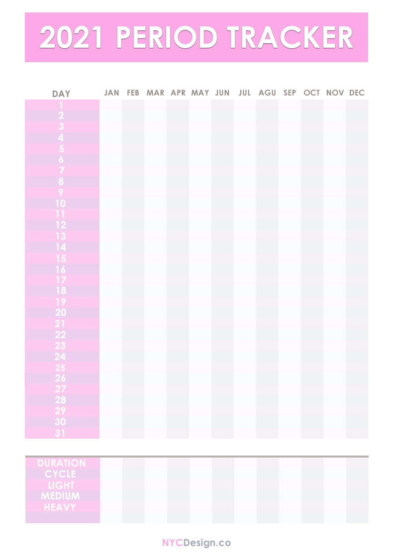 2021 Period Tracker Calendar, Free Printable PDF, JPG ...