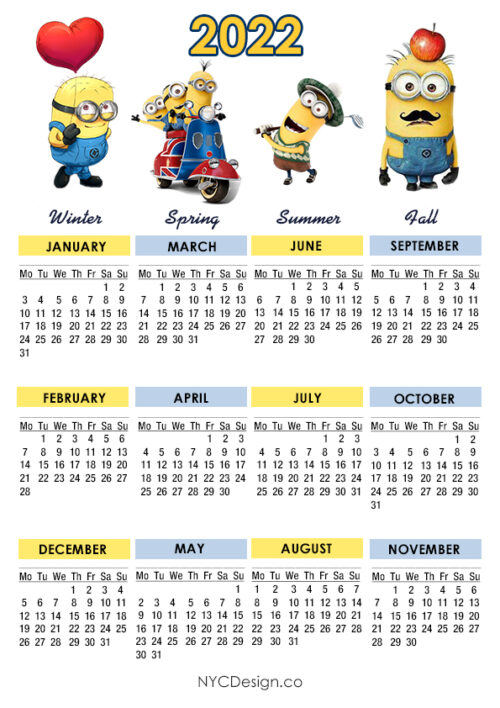 2023 Minion Calendar 2022 Calendar Printable A4 Paper Size, Minions Calendar Monday Start NYCDesign.co