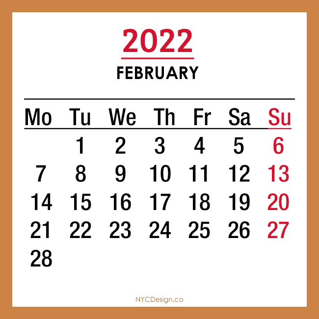 2022 monthly calendar printable free monday start beige nycdesign