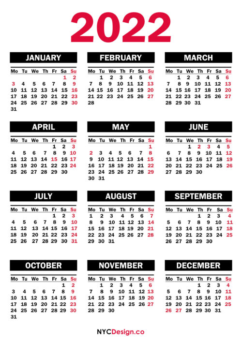 2023 Printable Free New York Calendar Monday Start NYCDesign.co