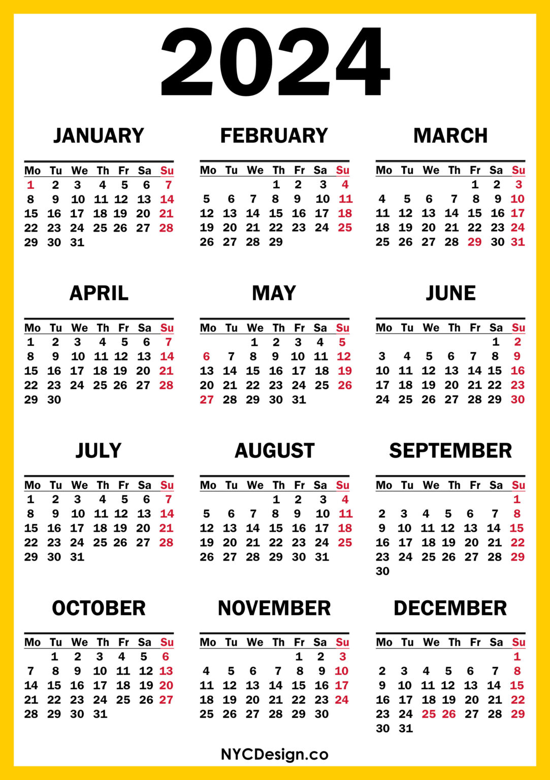 2024 Calendar Holidays UK Yellow MS 001 1083x1536 