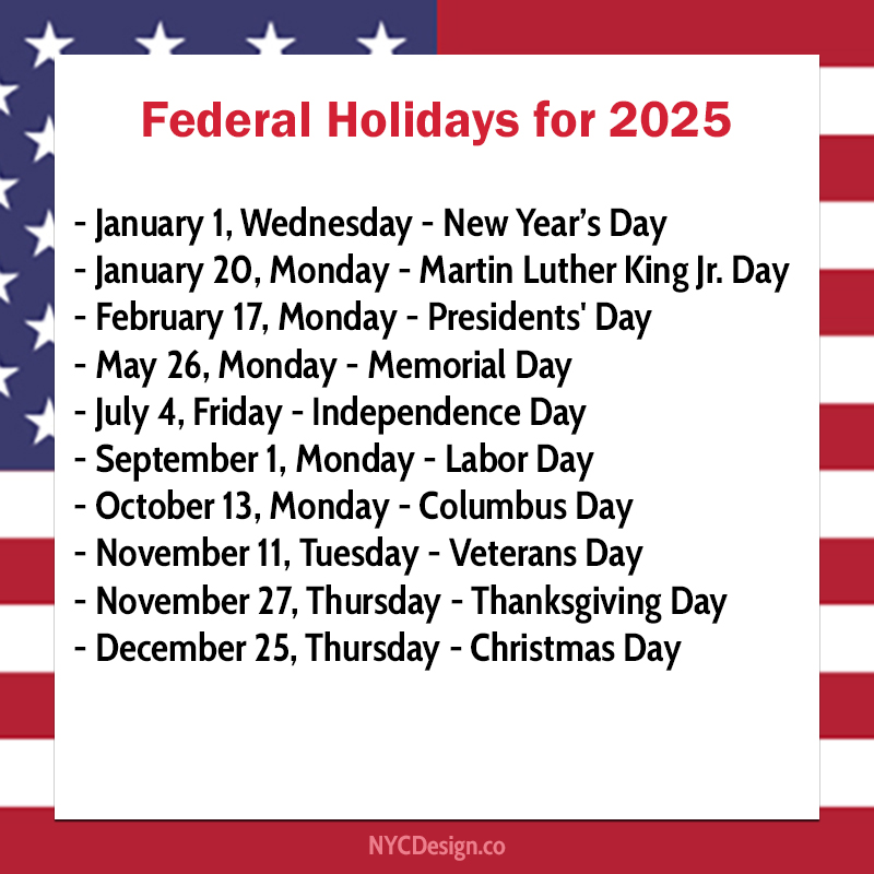 Dates Of Federal Holidays For 2025 NYCDesign co Printable Things