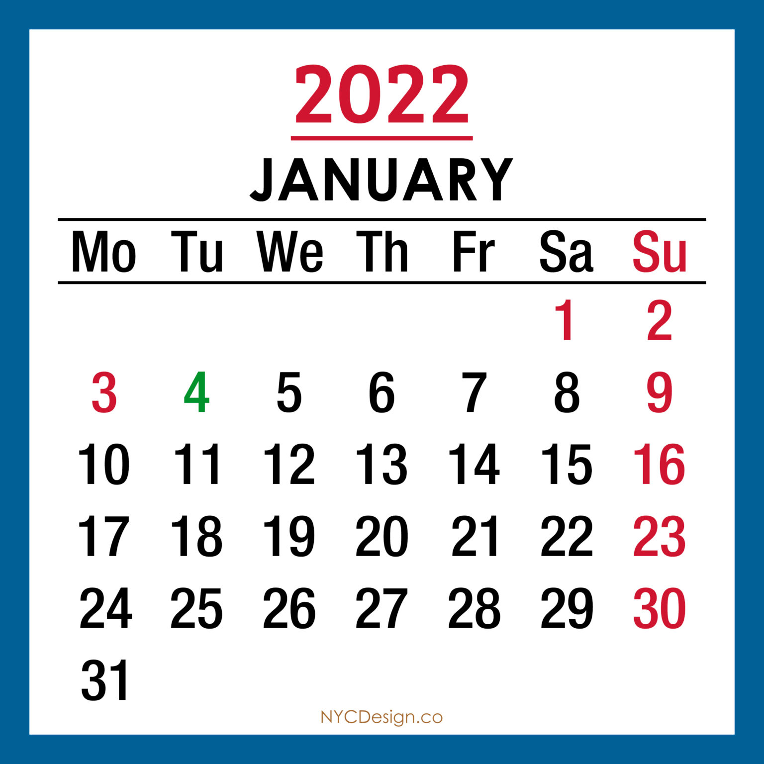 Calendars NYCDesign.co Printable Things